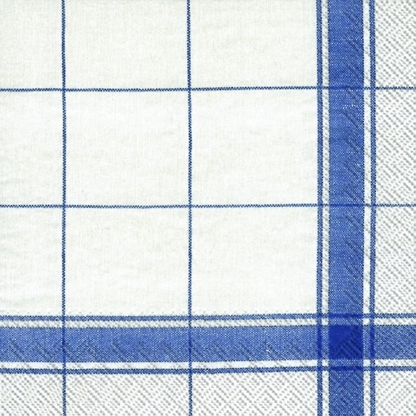 Afbeelding van Pak à 20 servetten 33x33 cm 3 laags Theedoek blauw/wit